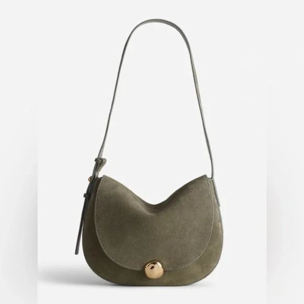 Madewell The Dakota Saddle Bag - Highlander Green Suede